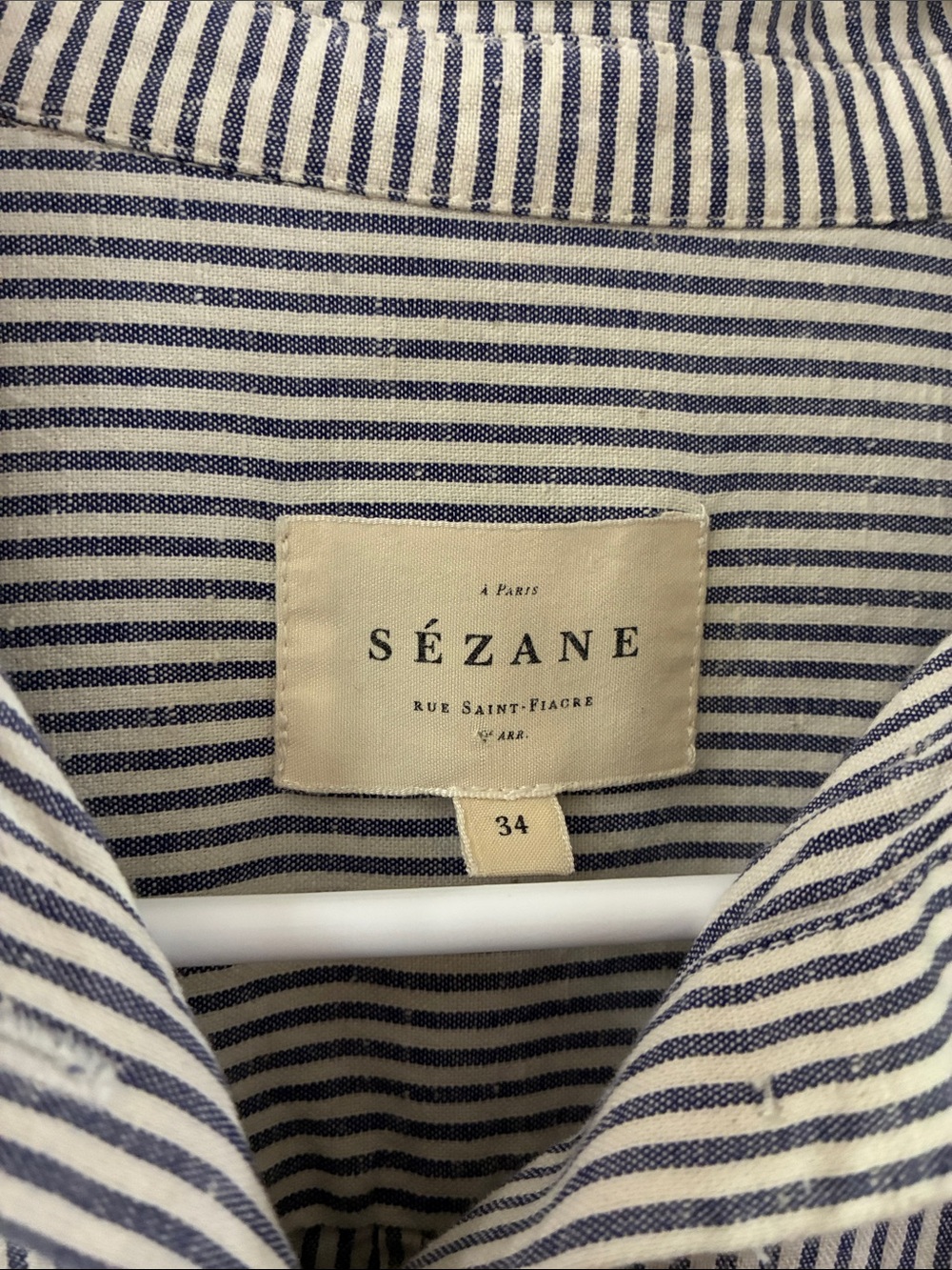 Sezane blue & White Striped Button-Up Shirt - size 34 ( us 2) - 100% cotton - Picture 2 of 5